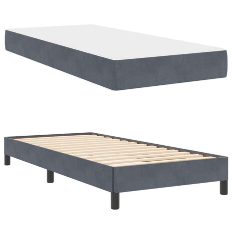 Boxspringbed met matras Donkergrijs 90 x 200 cm Stof 5