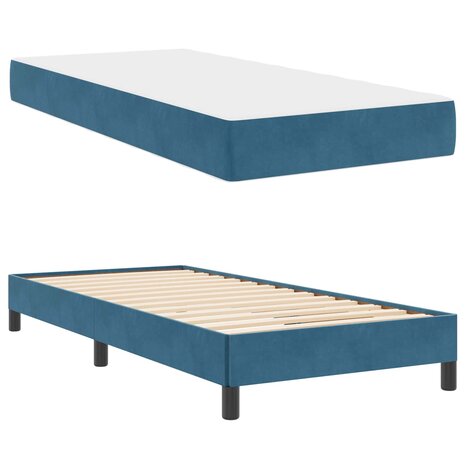 Boxspringbed met matras Donkerblauw 90 x 200 cm Stof 5