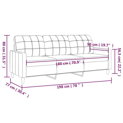 Driezitsbank 180 cm stof cr&egrave;mekleurig 8