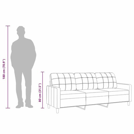 Driezitsbank 180 cm stof cr&egrave;mekleurig 9