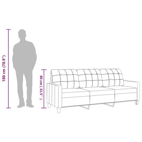 Driezitsbank 180 cm kunstleer cr&egrave;mekleurig 9