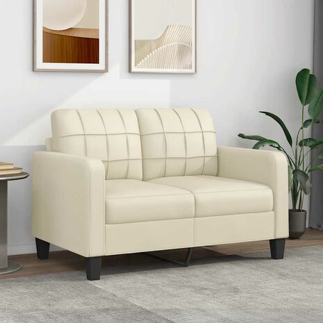 Tweezitsbank 120 cm kunstleer cr&egrave;mekleurig 1