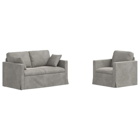 Bankstel 2 pcs Lichtgrijs 138 x 78 x 80 cm Fluweel 2