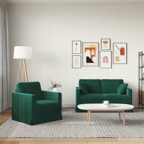 Bankstel 2 pcs Donkergroen 138 x 78 x 80 cm Fluweel 3
