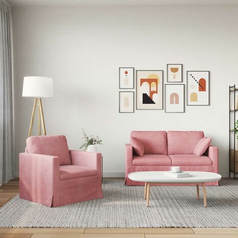 Bankstel 2 pcs Roze 138 x 78 x 80 cm Fluweel 3
