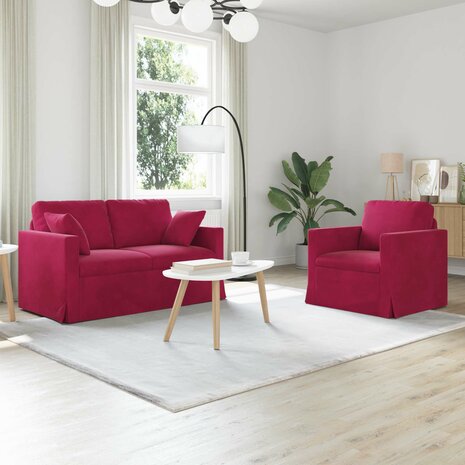 Bankstel 2 pcs Wijnrood 138 x 78 x 80 cm Fluweel 1