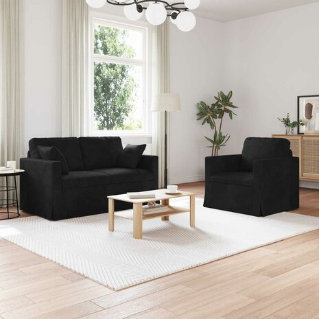 Bankstel 2 pcs Zwart 138 x 78 x 80 cm Fluweel 1
