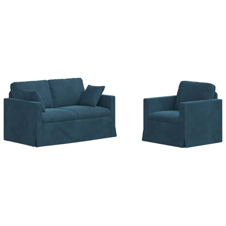 Bankstel 2 pcs Blauw 138 x 78 x 80 cm Fluweel 2