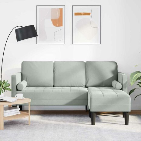 Bankstel met kussen Lichtgrijs Polyester 1