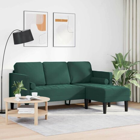 Bankstel met kussen Donkergroen Polyester 3