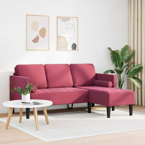Bankstel met kussen Wijnrood Polyester 3