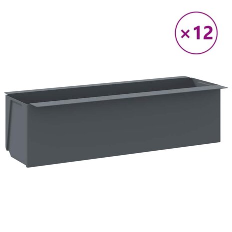 Bloembakken voor europallets 12 st 36x13,5x9,5 cm PP grijs 2