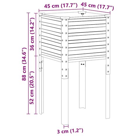 Plantenbak Antraciet 45x45x88 cm Staal 6