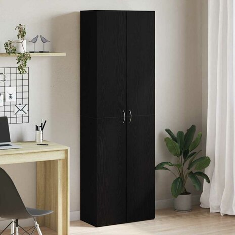 Kantoorkast met plank Zwart Eiken 60 x 32 x 190 cm Bewerkt hout 1