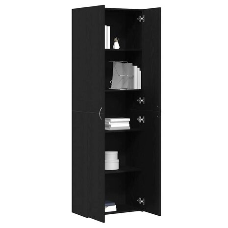Kantoorkast met plank Zwart Eiken 60 x 32 x 190 cm Bewerkt hout 3