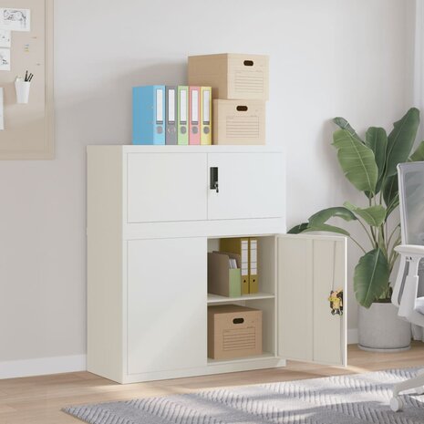 Archiefkast 90x40x110 cm staal wit 1