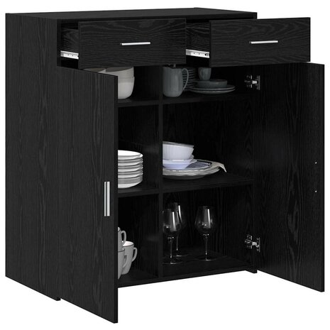 Opbergkast Zwart eiken 80 x 42,5 x 93,5 cm Bewerkt hout 3