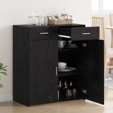 Opbergkast Zwart eiken 80 x 42,5 x 93,5 cm Bewerkt hout 4