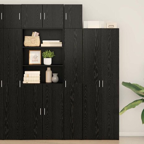 Opbergkast 3 pcs Zwart Eiken 30 x 42,5 x 225 cm 1
