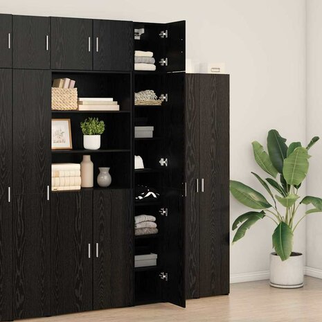 Opbergkast 3 pcs Zwart Eiken 30 x 42,5 x 225 cm 4