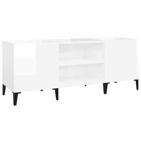 Platenkast 121x38x48 cm bewerkt hout hoogglans wit 2