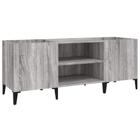 Platenkast 121x38x48 cm bewerkt hout grijs sonoma eikenkleurig 2