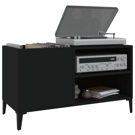 Platenkast 84,5x38x48 cm bewerkt hout zwart 4