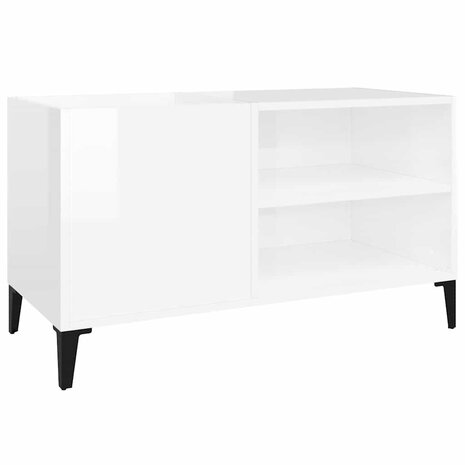Platenkast 84,5x38x48 cm bewerkt hout hoogglans wit 2