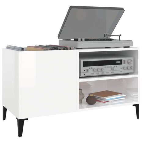 Platenkast 84,5x38x48 cm bewerkt hout hoogglans wit 4