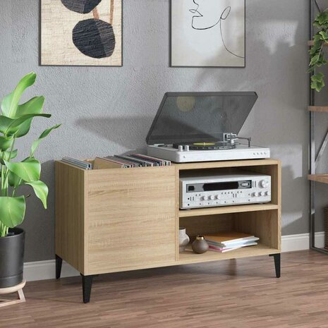 Platenkast 84,5x38x48 cm bewerkt hout sonoma eikenkleurig 1
