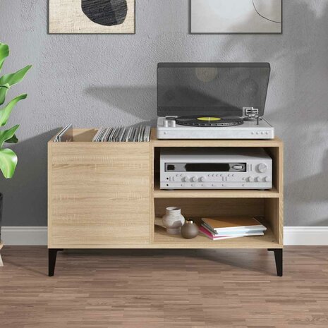 Platenkast 84,5x38x48 cm bewerkt hout sonoma eikenkleurig 3