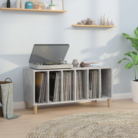 Platenkast 100x38x48 cm bewerkt hout betongrijs 1