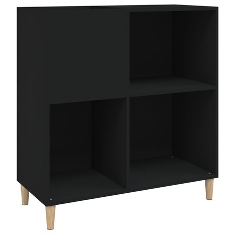 Platenkast 84,5x38x89 cm bewerkt hout zwart 2