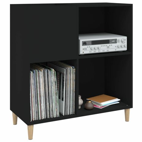 Platenkast 84,5x38x89 cm bewerkt hout zwart 4