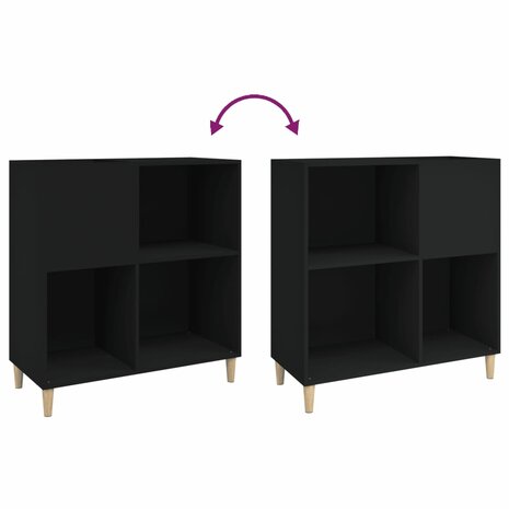 Platenkast 84,5x38x89 cm bewerkt hout zwart 7