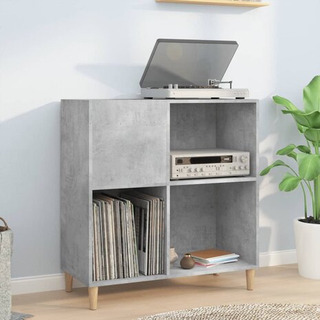 Platenkast 84,5x38x89 cm bewerkt hout betongrijs 1