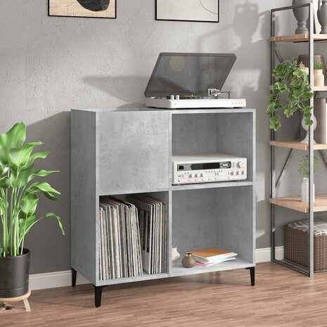 Platenkast 84,5x38x89 cm bewerkt hout betongrijs 1