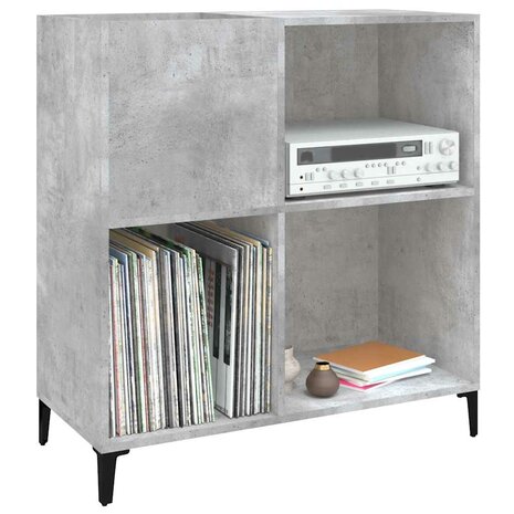 Platenkast 84,5x38x89 cm bewerkt hout betongrijs 4