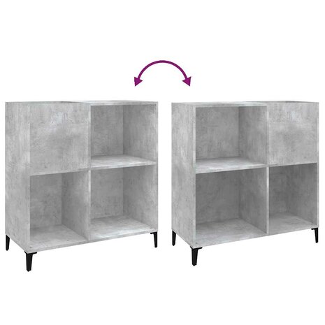 Platenkast 84,5x38x89 cm bewerkt hout betongrijs 7