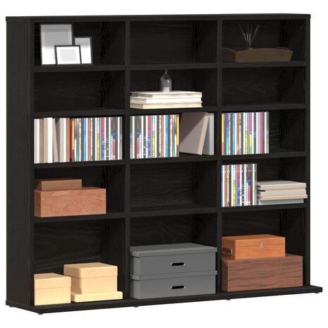 CD-kast 100x23x89,5 cm bewerkt hout zwart eikenkleurig 4