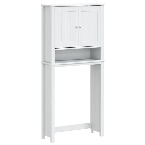 Wasmachinekast BERG 76x27x164,5 cm massief hout wit 2