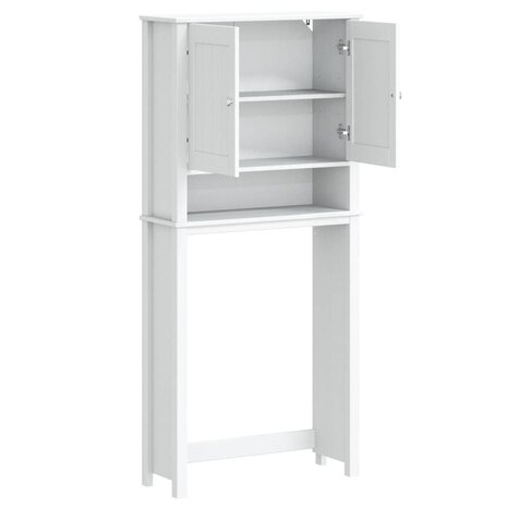 Wasmachinekast BERG 76x27x164,5 cm massief hout wit 4