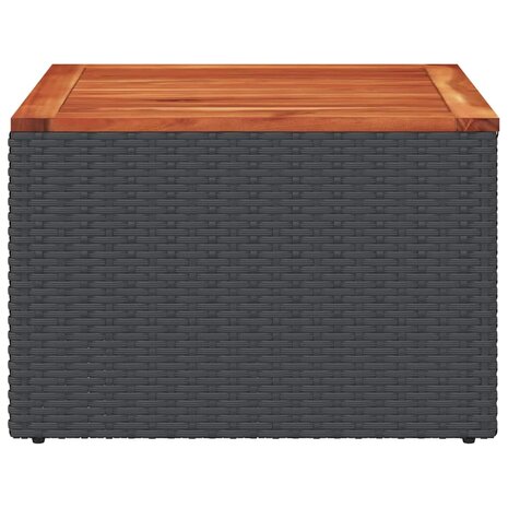 Tuintafel zwart 55x55x37 cm poly rattan en acaciahout 5