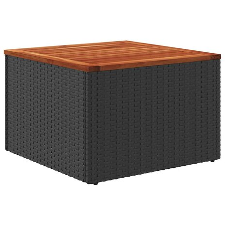 Tuintafel zwart 55x55x37 cm poly rattan en acaciahout 6