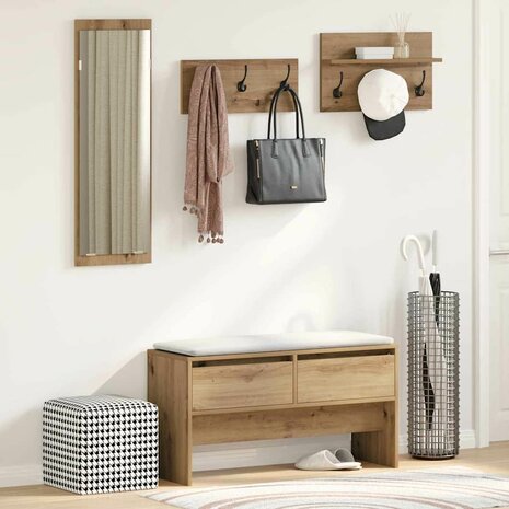 Halmeubelset met lade 4 pcs Ambachtelijk eiken Bewerkt hout 1