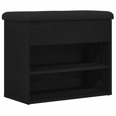 Opslagbank met plank Zwart Eiken 62 x 32 x 50 cm Bewerkt hout 2