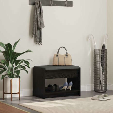 Halbank met kussen met plank Zwarte Eik 63 x 38 x 45 cm 1