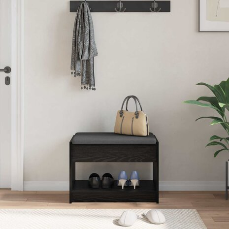 Halbank met kussen met plank Zwarte Eik 63 x 38 x 45 cm 4