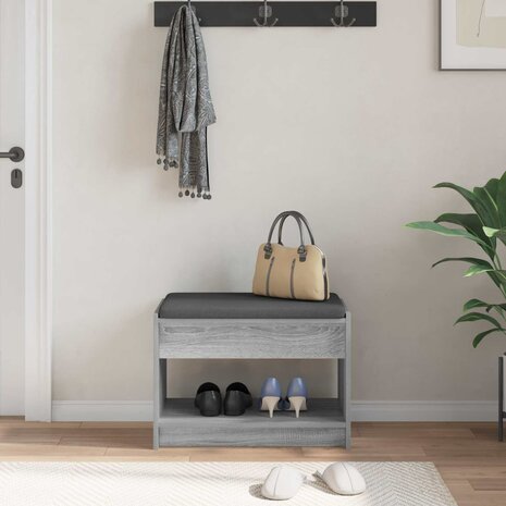 Halbank met kussen met plank Grijze Sonoma 63 x 38 x 45 cm 4