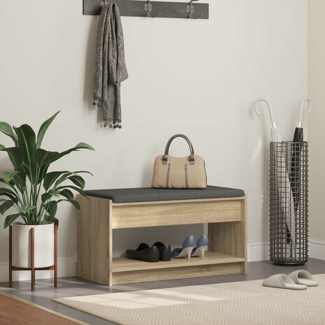 Halbank met kussen met plank Sonoma Eiken 83 x 38 x 45 cm 1